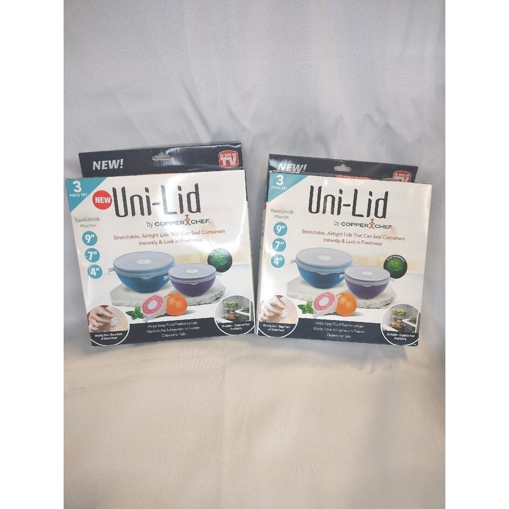 Uni-lid 6 Piece Set by Copper Chef As Seen on TV Unilids Stretchable Sealing Lid